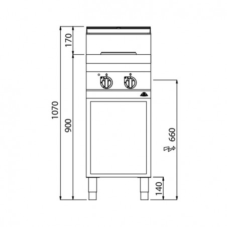 COCINA 2 FOGONES FONDO 70 ELÉCTRICA MUEBLE