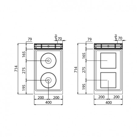 COCINA 2 FOGONES FONDO 70 ELÉCTRICA MUEBLE