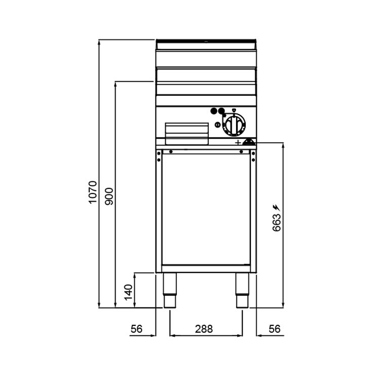 FRYTOP ACERO RECTIFICA. GAS MUEBLE 400X700