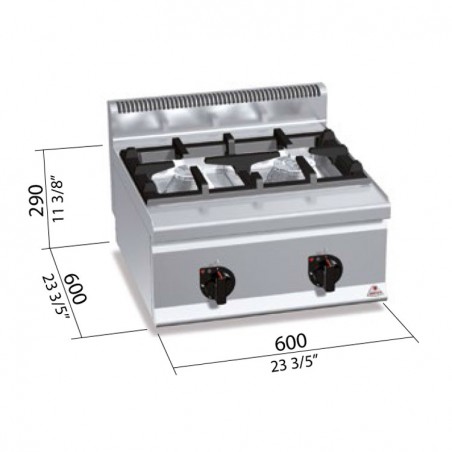 COCINA 2 FOGONES GAS FONDO 60 SOBREMESA