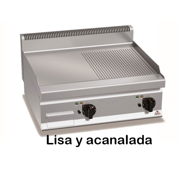 FRYTOP ACERO RECTIFICA. GAS SOBREMESA 800X700