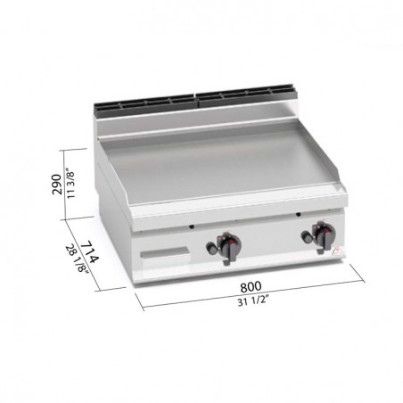 FRYTOP ACERO RECTIFICA. GAS SOBREMESA 800X700