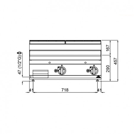 FRYTOP ACERO RECTIFICA. GAS SOBREMESA 800X700