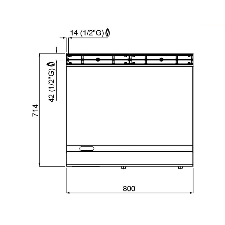 FRYTOP ACERO RECTIFICA. GAS SOBREMESA 800X700