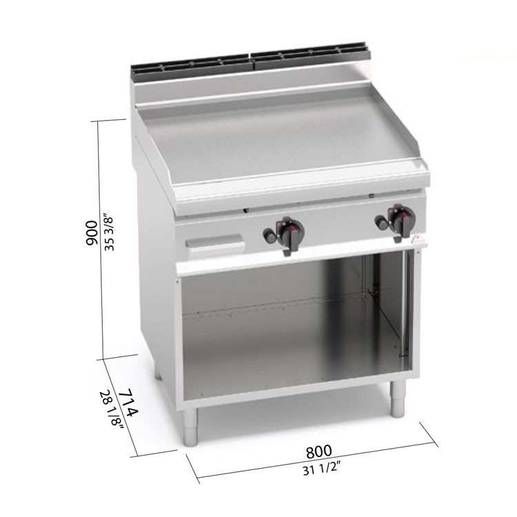 FRYTOP ACERO RECTIFICA. ELÉCTRI. MUEBLE 800X700