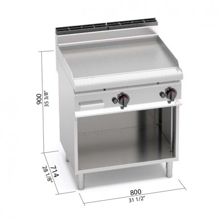 FRYTOP ACERO RECTIFICA. ELÉCTRI. MUEBLE 800X700
