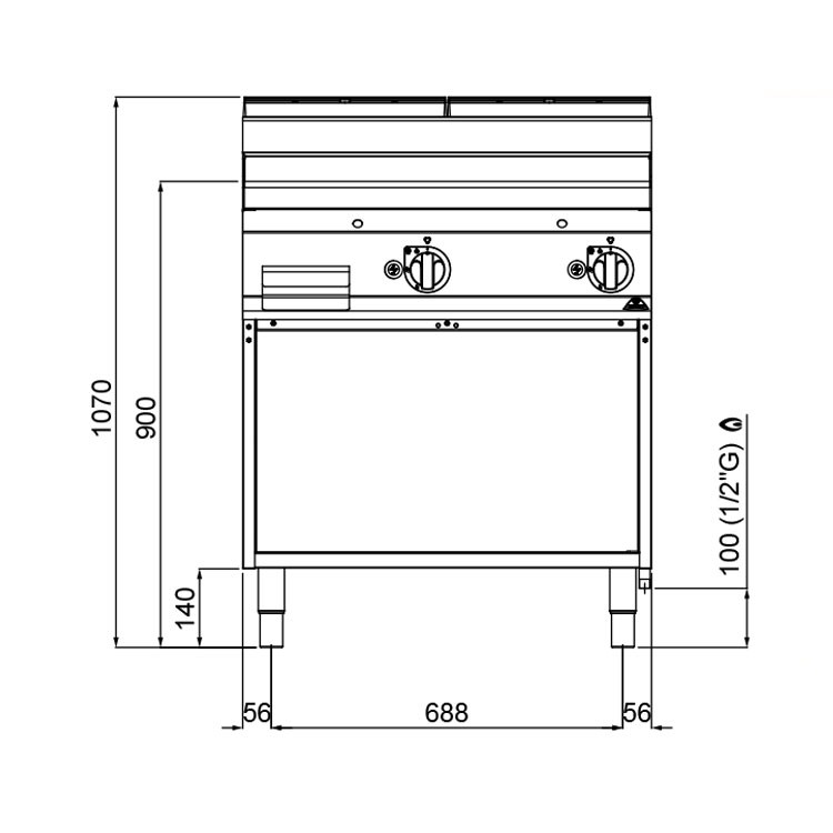 FRYTOP ACERO RECTIFICA. ELÉCTRI. MUEBLE 800X700