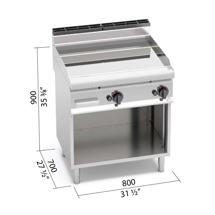 FRYTOP COMPOUND GAS MUEBLE 800X700